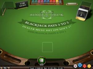 online single deck blackjack